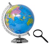 zest 4 toyz Globe for Kids, Stem Steam Educational World Globe with Magnifying Glass for Kids/Political Office/Students - 8 Inch(Blue)