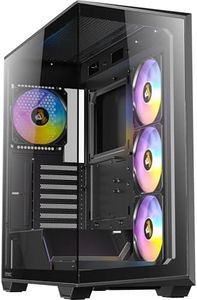 Antec C3 ARGB, 3 x 120mm & 1 x 120mm ARGB PWM Fans Included, Up to 8 Fans Simultaneously, Type-C，Seamless Tempered Glass Front & Side Panels, 360mm Radiator Support, Mid-Tower ATX PC Case