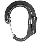 HEROCLIP Non-Locking Carabiner Rotating Hook Clip - Strong Clips for Camping, Fishing, Hiking, Travel, Backpacking & Outdoor. Aluminum D Shape Hooks (Small) (Stealth Black)