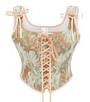 bslingerie Womens Waist Cincher Bustier Boned Corset, Yellow Chrysanthemum, S