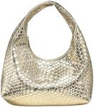 Floerns Women's Vintage Leather Tote Shoulder Handbag Top Handle Hobo Bag Gold One-Size