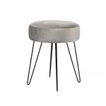 OHS Dressing Table Stool Round Matt Velvet Vanity Makeup Chair for Small Spaces Bedroom Ottoman Pouffe with Sturdy Hairpin Metal Leg Footstool Footrest, Charcoal Grey