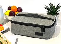 Small Lunch Bag Food Storage for Men Women Adults and Kids, Portable Thermal Insulated Cooler Bag, Compact Adult Lunch Box Work Office, Travel kit. Grey.UK Brand.