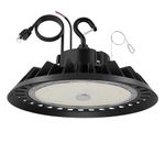 BFT UFO LED High Bay Light 150W 22500LM 1-10V Dimmable 5000K,600W HID/HPS Replacement,5' Cable with 110V US Plug,UL Certified Driver IP65 Hanging Hook,Safe Rope,Factory,Warehouse,Shop Lights,Workshop