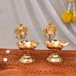 Craftvatika Pure Brass Shanku Chakra kuber Diya Diwali Decoration Item for Home Decor - Brass shanku Chakra kuber Diya for puja Room & Office Decor, Living Room, Diwali Festival Gift Item (Set of 2)