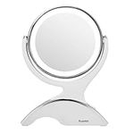 Auxmir 1X / 10X Magnifying Makeup Mirror With Light, Double Sided Rechargeable Mirror with Adjustable Brightness, 360° Rotation Cosmetic Mirror for Dressing Table, Bathroom, Bedroom