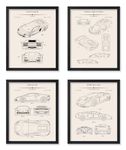 Poster Master 4-Piece Luxury Cars Blueprint Poster - Vehicle Patent Print - Car Art - Sports Car Art - Automobile Art - Car Enthusiast Art - Great Garage or Man Cave Decor - 8x10 UNFRAMED Wall Art