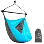 Hammock Chair Swing Chair, Hanging Chair for Outdoor Indoor, Large Lightweight Swing Chair for Kids Adults, Portable Hammock Chair for Camping (Sky Blue,Dark Gray)