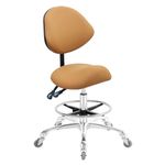 Nazalus Saddle Stool Chair with Back Support Footrest, Heavy-Duty(350LBS), Hydraulic Rolling Swivel Adjustable Stool Chair for Salon Spa Beauty Massage Dental Clinic Home Office Use(Camel)