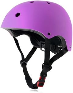 OUWOR Youth Skateboard Bike Helmet for Boy and Girl, Lightweight Adjustable, Multi-Sport for Bicycle Skate Scooter (Purple, Medium)