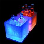 Smokey Cocktail Led Square Double Layer Ice Bucket Bar for Champagne Wine Drinks Beer Bucket Beverage Tub | Party Bar Home Wedding | Multi Color Changing Bucket