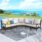 MFSTUDIO Patio Furniture Set, 6 Seats Half-Moon Curved Outdoor Sectional Sofa Conversation Set, Woven Rattan Patio Couch for Backyard, Garden, Deck