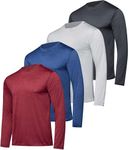 Mens Long Sleeve T-Shirt Workout Clothes Dri Quick Dry Fit Gym Crew Shirt Casual Athletic Active Wear Essentials Clothing Undershirt Top UPF Sun Protection - 4 Pack -Set 3,XL