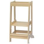 Stepup Baby Toddler Tower with Adjustable Step, Varnished Montessori-Inspired Toddler Step Stool, Standing Tower for Kids, Fits Under Kitchen Counters, Adjustable for 18 Month - 5 Years