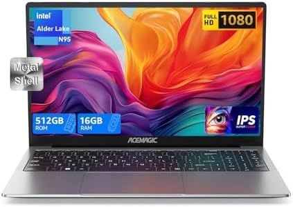 ACEMAGIC Ordenador Portátil,15,6 Pulgadas,Alder Lake N-95(DERROTA A N100/N5095) Portátil,16GB DDR4 512GB SSD Expansión 2TB,1920 * 1080, Gris Portátil WiFi,BT5.0,2024(Gris)