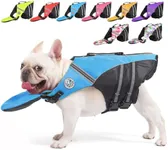 French Bulldog Life Jacket, High Flotation Dog Life Vest for Swimming Boating, Reflective Dog Swim Vest with Chin Float and Rescue Handle (Chest Girth: 17" to 30",Weight: 17" to 28" LB)