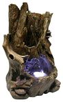 Alpine Rainforest Tabletop Fountain w/White LED Lights, 12 Inch Tall