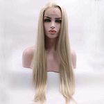 Xiweiya Wigs Synthetic Blonde Lace Front Straight Wigs Long Soft Synthetic Hair Wigs Mixed Colors Heat Resistant Fiber Long Blonde Wig