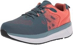 Propet Womens Ultra Walking Sneakers Shoes - Grey, Orange, Teal/Coral, 9 X-Wide