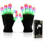 Luwint Children LED Finger Flashing Lights Up Gloves, Amazing Colorful Novelty Toys for Kids Boys Girls Birthday Party Rave, Gift Box Package, Extra Batteries