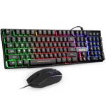 Mafiti Three Color LED Backlit Mechanical Feeling USB Wired Gaming Keyboard and Mouse Combo for Working or Game