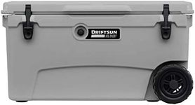 Driftsun 70qt Wheeled Ice Chest - Heavy Duty, High Performance Roto-Molded Commercial Grade Insulated Rolling Cooler (White)