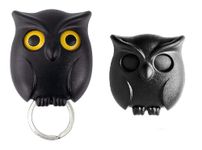 AGAS Magnetic Owl Key Holder Cute,Night Owl Keyring Holder, Automatic Open Close Eyes Creative Black Key Hanger Holder (Black)