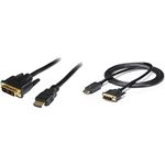 StarTech.com 3 ft HDMI to DVI-D Cable & DisplayPort to DVI Cable – 6 ft / 2m