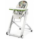 Peg Perego Siesta, Grow with Baby Folding High Chair & Recliner, Height Adjustable, Quick Clean & Easy Push Wheels for Babies & Toddlers, Made in Italy, Jaguars (White)