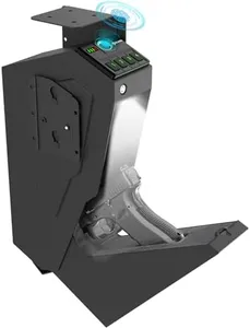 Z ZLJUAN Mounted Gun Safe for Pistols,Quick-Access Handgun Safe for Nightstand Bedside Desk Bed Gun Safes,Pistol Safe with Biometric Fingerprint, Keypad Lock,Key