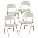 BOOSDEN Folding Chair, Foldable Chair, Set of 4, Metal Fold Up Chair for Home, Office, Dining, Portable and Compact Metal Frame Folding Seat, Fold Out Chair Indoor & Outdoor, Beige