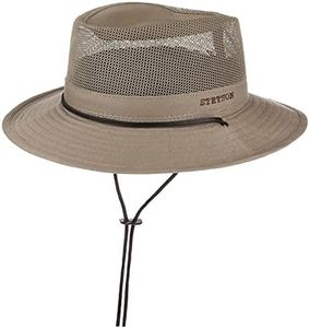 Stetson Takani Safari Hat Women/Men - Hat Made of Cotton - Fabric hat with Factor 30 UV Protection - Sun hat with a Chin Strap - Crushable mesh Insert - Beige XL (60-61 cm)