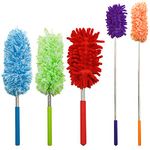 5Pcs Dusters for Cleaning, AIFUDA Microfiber Duster Bendable Head Duster Feather Dusters Washable Extendable for Office, Computer, Furniture