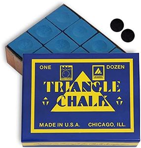 Triangle Billiard Pool Cue Chalk - 1 Dozen - Made in The USA + 2 pcs of Quality Billiard Pool Table Spots (Blue)