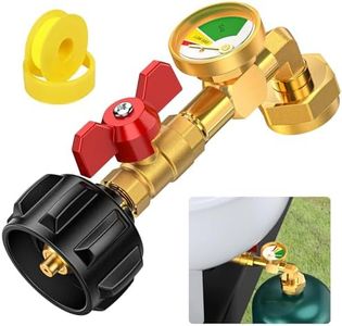Propane Refill Adapter for 1 lb. Tanks, 1lb to 20lb Elbow Propane Tank Refill Adapter with Valve & Gauge for 1 Pound Propane Bottle, Fit for Flame King/Coleman/Mr. Heater 16oz. Bottles