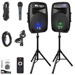 Proreck Dance 12 Portable 12-Inch 1000 Watts 2-Way Powered PA Speaker System Combo Set with BluetoothUSBSD Card ReaderFM RadioRemote ControlSpeaker Stand