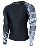 ADOREISM Men's Long Sleeve Rash Guard Compression Quick-Dry UPF 50+ Swim Shirt MMA BJJ, King Kong, X-Small