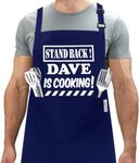 LINEN CLOSET® Adjustable Bbq Aprons for Men Funny Chef Aprons Christmas Grilling Gifts for Dad Son Father Husband with 2 Pockets-Dave Cooking Apron