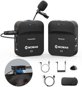 Moman Lavalier Microphone sans Fil caméscope à Clipser 2,4 GHz 70 m Surveillance Audio sans Fil pour Appareil Photo Canon Sony Smartphone Ordinateur Portable DSLR C1