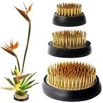 3 Pcs Flower Frogs for Flower Arrangements Supplies, Japanese Flower Arranging Ikebana Kenzan, Pin Frogs for Flowers Holder with Rubber Base Flower Fixed Tools(Gold, 1.3 Inch, 1.57 Inch, 1.97 Inch)