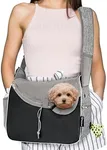 PetAmi Small Dog Sling Carrier, Soft-Sided Crossbody Puppy Carrying Purse Bag, Adjustable Sling Pet Pouch to Wear Medium Dog Cat for Travel, Breathable Mesh, Poop Bag Dispenser, Sherpa Bed, Gray