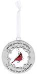 Ganz Remembrance Cardinal Ornaments ~ Choose Your Phrase (When You See a Cardinal it is a Visitor from Heaven)