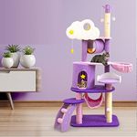 Furbulous Star and Moon Attractive Cat Tree Scratching Post with Hanging Toys and Luxury Condo, 160 cm