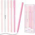 OFFCUP Rollerball Pens, 6pcs Liquid Ink Rollerball Pen, Ballpoint Pens Gel Pens Quick-Drying Ballpoint Pens Gel Ink Pens for Students Adults Stationery School Office Supplies (Pink)