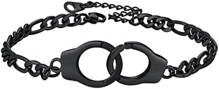 Prosteel Cool Black Handcuff Anklets for Lady Womens Stainless Steel Ankle Bracelet Chain Anklet Foot Jewellery