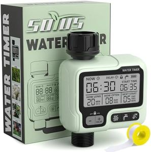 SOYUS Sprinkler Timer, Programmable Water Timer Outdoor Garden Hose Timer with Rain Delay/Manual/Automatic Watering System, Waterproof Digital Irrigation Timer System for Lawns, Yard and Pool