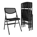 COSCO Ultra Comfort Commercial XL Plastic Folding Chair, Black, 4-Pack