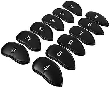 Nikou Club Head Cover, Covers Sleeve, Golf Iron Putter 12pcs PU Leather Black Cover Protector Set