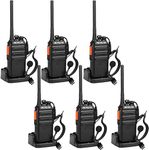 Retevis RT24 Walkie Talkies for Adults, Professional 2 Way Radio long Range 16 Channels CTCSS DCS, Rechargeable Walkie-Talkies with Earpiece and USB Charging Base (6 Pack, Black)