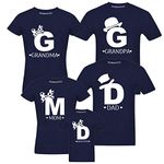 RAINBOWTEES GDMD Family -t-Shirts Set of 5 for Grandpa,Grandma and Father Mother and Daughter (Navy, Mail The Sizes to Gangsters.4006@gmail.com)